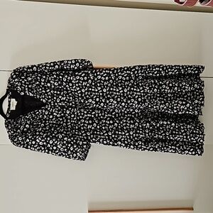 Ba&Sh Midi Dress Floral Black Green White with ruffles and belt XS